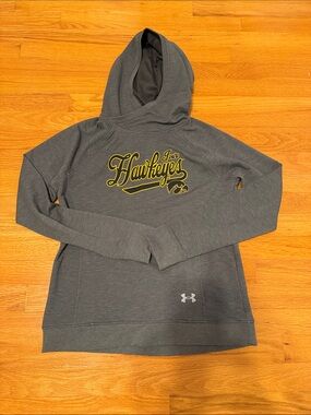 Under Armour Gray Hooded Hawkeyes Pullover with Yellow Script